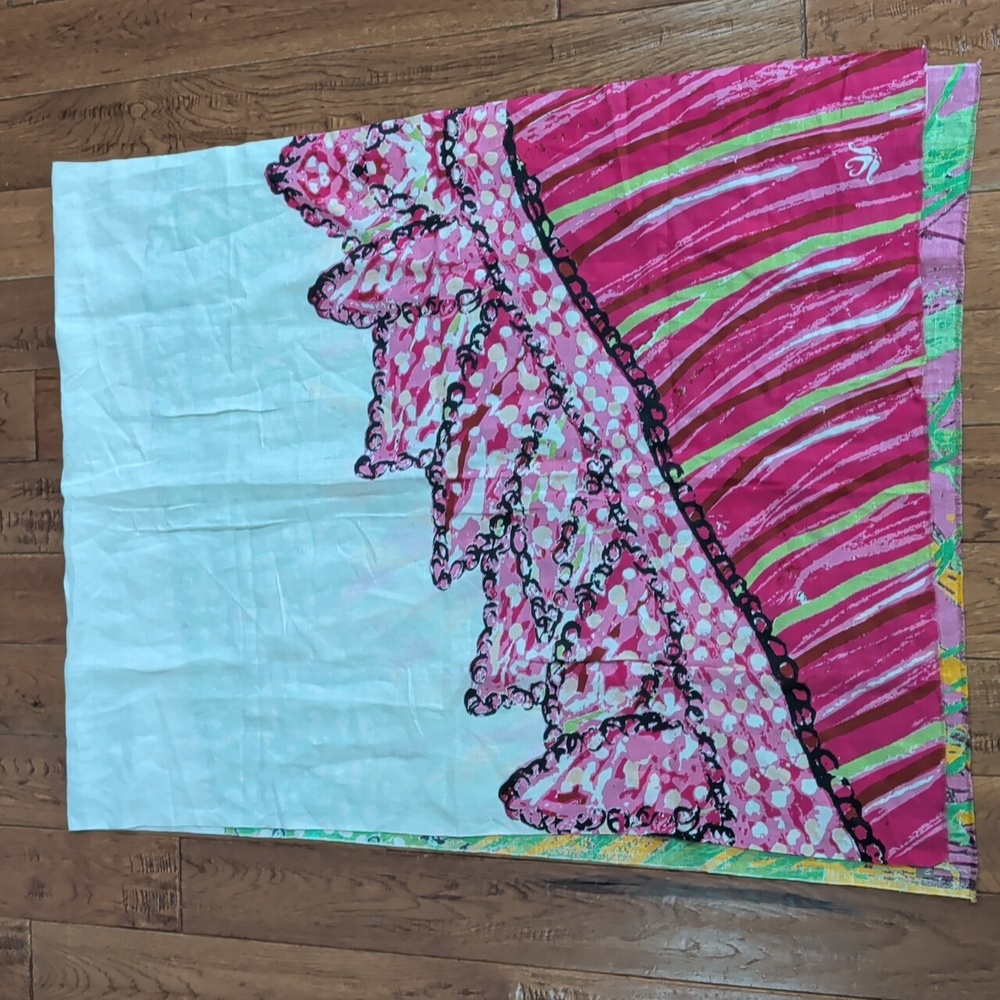 Petrusse Cotton Linen Floral Multicolor Stole Scarf - Picture 2 of 8